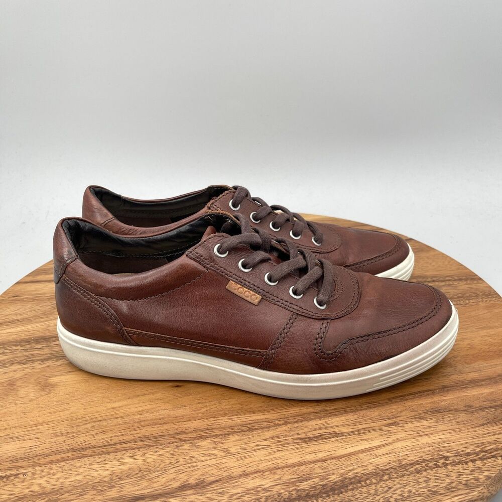 Ecco Shoes Mens Size 8 Brown Leather Casual Comfort Walking Sneakers